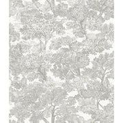 Chesapeake Spinney Grey Toile Prepasted Wallpaper, Coated Heavyweight Paper, Washable, Strippable, 20.5-in by 33-ft Roll, 56.4 sq. ft., 3115-12541