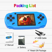 Beijue Rechargeable 16 Bit Handheld Game Console with 3.0 Inch Color LCD, 100 Built-In Games, Blue
