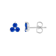 Unbranded Genuine Gemstone Cluster Earrings in 14K Sapphire White Gold