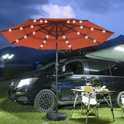 Yescom 9FT 3-Tier Solar Patio Umbrella with LED Lights, Crank and Push-Button Tilt, Aluminum Frame, Orange
