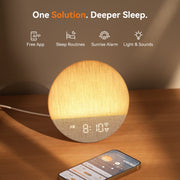 Dreamegg Sunrise Alarm Clock with App Control, Adjustable Mood Lighting, 34 Soothing Sounds, Digital Round Tabletop Clock, White, DG-D26APP-WHITE