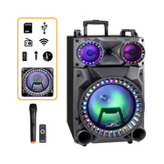 BeFree Sound BFS-555X Rechargeable 12 Inch Bluetooth Portable Party Speaker with Party Lights, FM Radio and USB/TF Inputs