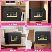 SYSENFO Home Security Safe Box, 1.5 Cuft, Digital Keypad Lock, Adjustable Shelf, Fireproof Waterproof Bag, BXX03