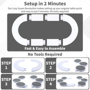 DUALFERV Table Top Lazy Susan, Expandable Non-Slip Turntable for Rectangular and Oblong Tables, Gray Plastic