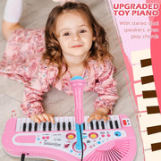 Lictin GYH0078 Toddlers Piano Keyboard Instrument with Microphone, 37 Keys Piano Toys, Pink