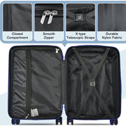 Joyway TR022 Hardside Luggage Set Suitcase 5 PCS with TSA Lock, Navy Blue