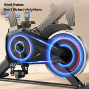 Patbrela Indoor Exercise Bike, 100% Adjustable Resistance, Quiet Operation, Compact Design, Black, QK101
