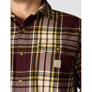 Carhartt Men's Loose Fit Heavyweight Flannel Long-Sleeve Plaid Shirt, Port, Large, 107013-PRT