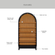 Better Homes & Gardens Juliet Open Arch Bookcase, White and Light Honey, Five Shelves with Three Adjustable, Durable Wood Construction