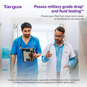 Targus SafePort Rugged Max Tablet Case with Military Grade Drop Protection, Fluid Resistant, Built-In Kickstand, Adjustable Silicone Hand Strap, Stylus Holder, Gray/Clear, THD966GL