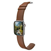 MobyFox Leather Watch Band, Premium Brown Genuine Leather, Compatible with Apple Watch Series 1-10 and Most 22mm Smartwatches, Stainless Steel Lugs, Pin-and-Tuck Buckle