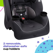 Cosco Kids Easy Elite Slim All-in-One Convertible Car Seat, Grey Glyphs, Lightweight, 5-Point Harness, Machine-Washable Seat Pad