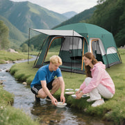 SHIBAILI SHIBAILI-746308-8654488 8 Person Family Camping Tent, Two-Bedroom Layout, Waterproof 210T Oxford Cloth, Superb Ventilation, Brown
