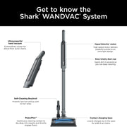 Shark WS642  WANDVAC System Pet Ultra-Lightweight Cordless Stick Vacuum with PowerFins brushroll & Charging Dock - Steel Grey