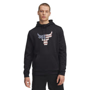Under Armour 1389220 Project Rock Freedom Bull Long-Sleeve Hoodie for Men, Lightweight Armour Fleece, L, Black