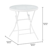 Mainstays Albany Lane 3-Piece Outdoor Bistro Set, Folding White Steel Frame, Red Fade-Resistant Sling Fabric Chairs, Tempered Glass Tabletop MS672807941905