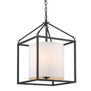 Golden Lighting 2243-3P BLK-MWS Manhattan 3 Light Pendant