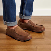 OluKai Moloa Men's Slip-On Shoes, Premium Full-Grain Leather, Fold-Down Heel, Ray/Toffee, Size 11.5, Medium Width, 10128-2733