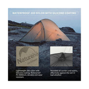 Naturehike Cloud-Up 2 Pro Backpacking Tent, Ultralight 3.97 lb, Waterproof 4000mm, Free Standing, Sand