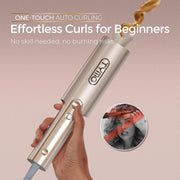 TYMO CurlPro Plus Automatic Rotating Curling Iron, 1 Inch Ceramic Barrel, T-GLOSS Tourmaline Coating, 3 Temperature Settings, Anti-Scald, Gold