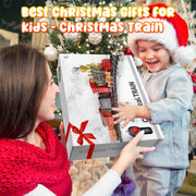Freecat Classic Christmas Electric Train Set with Realistic Sounds, Working Headlights, Water Vapor Smoke Effects, Durable ABS Plastic, Tracks Included, for Kids Ages 3-12
