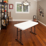 Lifetime 80160 Commercial Height Adjustable Folding Utility Table, 4 Feet, White Granite