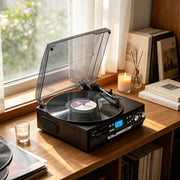 RetroAudio 10 in 1 Turntable with Bluetooth, Built-in Stereo Speakers, AM/FM Radio, Cassette Player, USB/SD Recorder, Aux-in, RCA Line-Out, 3-Speed TR17