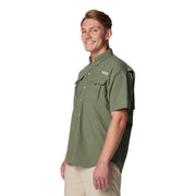 Columbia PFG Bahama II Men's Short Sleeve Button-Down Shirt, Cypress Green, Relaxed Fit, UPF 50 Sun Protection, Nylon, Big Size 1X, 101165
