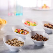 Plasticpro Angled White Plastic Serving Bowls with Gold Rim, Disposable Small Bowls, Pack of 8