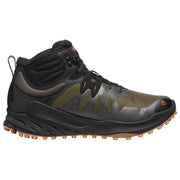 KEEN Hiking Boots for Men, Dark Olive/Scarlet Ibis, 9.5M