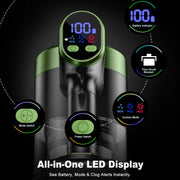 Cocbny Cordless Stick Vacuum Cleaner, 58KPa Suction, 55-Minute Runtime, Self-Standing with LED Display, Anti-Tangle Brush, Wall Mount Charging, Army Green
