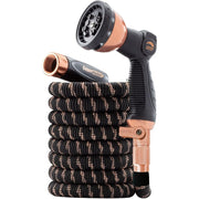 Bulbhead 17192 Pocket Hose Bullet With Thumb Spray Nozzle AS-SEEN-ON-TV Expands to 50 ft, 650psi 3/4 in Solid Copper Anodized Aluminum Fittings Lead-Free Lightweight No-Kink Garden Hose, Black
