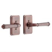 MNG 503 Solid Brass Dummy Interior Door Set w/ Sculpted Square Lever Handle - Left Hand - No Backset - Oil Rubbed Bronze