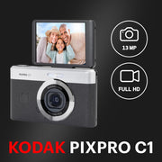 Kodak PIXPRO C1 Digital Camera, 13MP BSI CMOS Sensor, 26mm Wide-Angle Lens, 4x Optical Zoom, 2.8