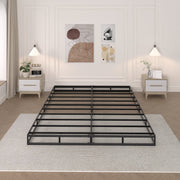 Awesofurni Queen Box Spring Mattress Foundation, Heavy-Duty Steel Frame, Low-Profile, Noise-Free, Foldable with Removable Fabric Cover, Black, 5-Inch BS05-Q