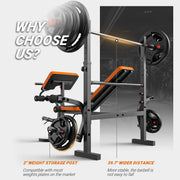 GIKPAL SP0284_02 660lb 6-in-1 Adjustable Multi-Purpose Workout Weight Bench Set With Barbel Rack & Leg Developer