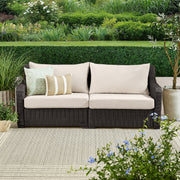 Better Homes & Gardens Bellamy Outdoor Patio Sofa, Dark Brown Wicker with Cream Cushions, 3-Seater, BH57STWMTS27803