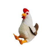 Hugfun Plush Chicken, Oversized 20-Inch Soft White with Brown Wing Tip and Tail Feathers, Yellow Beak, 221883