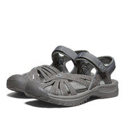 KEEN Rose Women's Casual Closed Toe Fisherman Sandals, Gargoyle/Raven, Adjustable Ankle Strap, Water-Resistant, 1016733