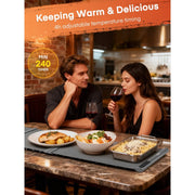 Fohere BWP01 Warming Mat for Food Extra Large 55in x 16in 550W Full-Surface Heating Food Warmer Tray with 7-Level Adjustable Temperature and 4-Hour Timer, Gray