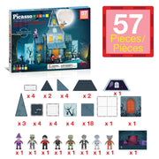 PicassoTiles Magnetic Tiles Christmas House Theme 50PCS STEM Building Blocks Educational Toy PTQ08