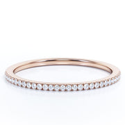JeenMata Semi Eternity Wedding Ring Band with .25 Carat Round Brilliant Diamonds, 10k Rose Gold