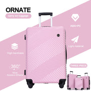Tripcomp TC2000Pink Luggage 3 Piece w/Spinner Wheels Hardside Lightweight Luggage Set 20x24x28