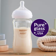 Philips Avent SCY913/02 Glass Natural Baby Bottle with Natural Response Nipple, 8oz, 2 Pack