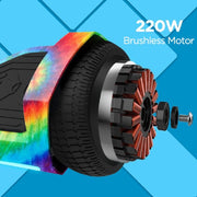 Hover-1 DSA-REBL-RBTD Rebel Kids Hoverboard with LED Headlight, 6 m Max Speed - Rainbow Tie Die
