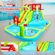 WELLFUNTIME Inflatable Water Slide Bounce House with Dual Slides, Climbing Wall, Splash Pool, Water Cannons, and Blower, 191 x 157.5 x 100 in