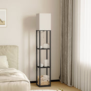 SUNMORY 63 in LED Floor Lamp with Three-Tier Shelves, Dimmable 1000 Lumens, Adjustable Color Temperature, Black, MF19308C_BK
