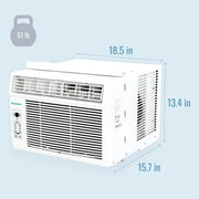 Keystone Window Air Conditioner, 8,000 BTU Cooling, Remote Control, Energy Saver, Sleep Mode, 350 Sq. Ft., White, KSTAW08DE