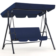 Yodolla 19001DL 3-Seat Outdoor Steel Porch Swing with Canopy, Dark Blue, Free-Standing Glider