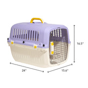 SportPet Designs 25ODL-HA030 Oodles 24 Plastic Travel Pet Kennel with Clip-On Bowl, Purple